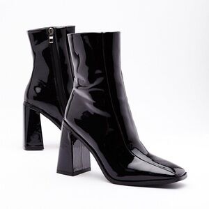 Nasty Gal Women’s Flared Block Heel Patent Leather- Size 3